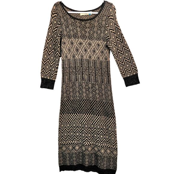 Anthropologie Sparrow Politico Wool Alpaca Maxi Sweater Dress Size M Geometric - Picture 1 of 7